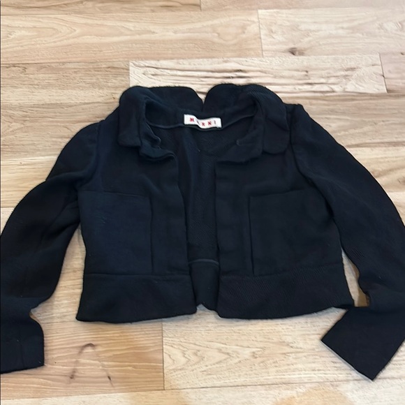 Marni Sweaters - Marni Black Cropped Open Knit Cardigan